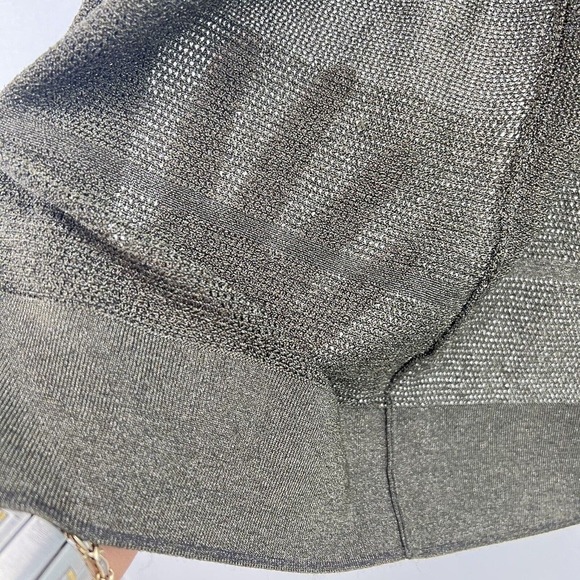 Chicos Open Cardigan Size 1 Medium Green Metallic Shimmer Duster Lightweight - Picture 5 of 10